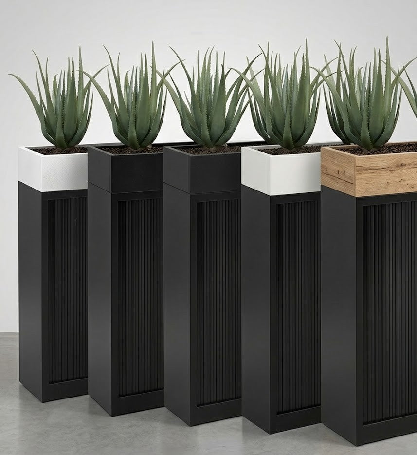 Tambour Door Cabinet with Planter Box 118 x 120 x 43 cm with 2 Shelves