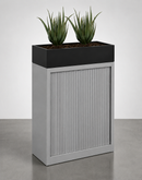 Tambour Door Cabinet with Planter Box 118 x 120 x 43 cm with 2 Shelves