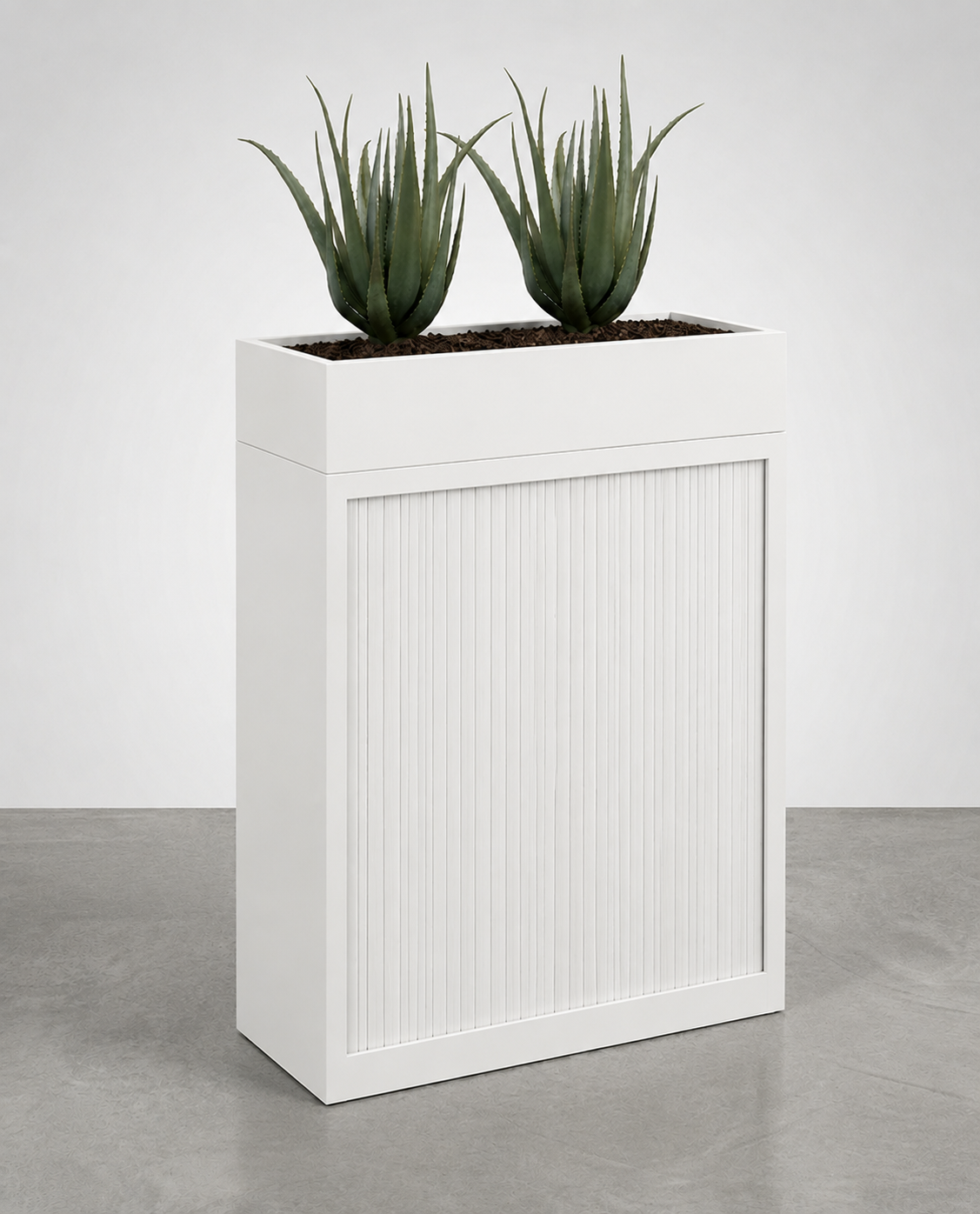 Tambour Door Cabinet with Planter Box 118 x 120 x 43 cm with 2 Shelves