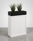 Tambour Door Cabinet with Planter Box 118 x 120 x 43 cm with 2 Shelves