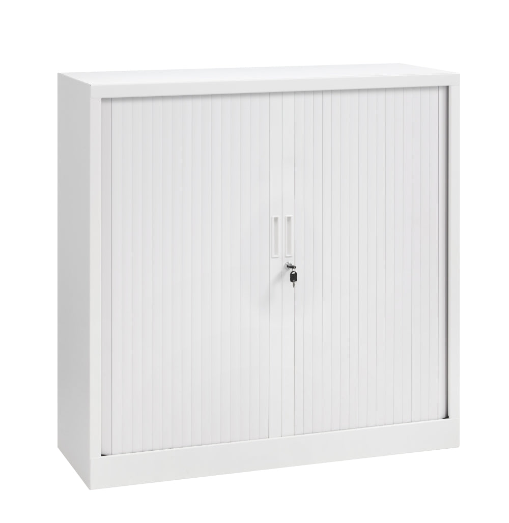 Tambour Door Cabinet 118 x 120 x 43 cm with 2 Shelves