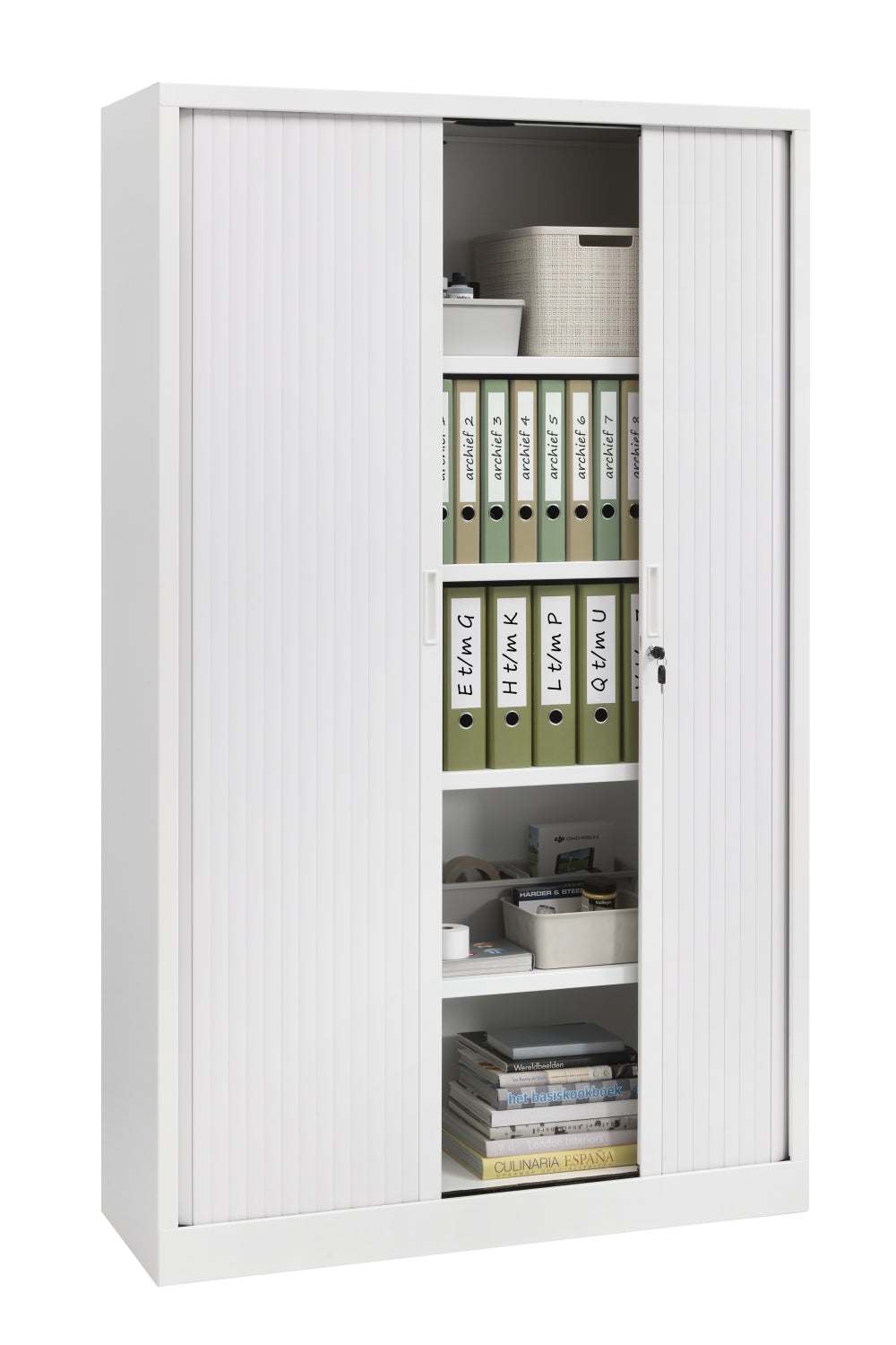 Elegance Tambour Door Cabinet 198 x 120 x 43 cm with 4 Shelves
