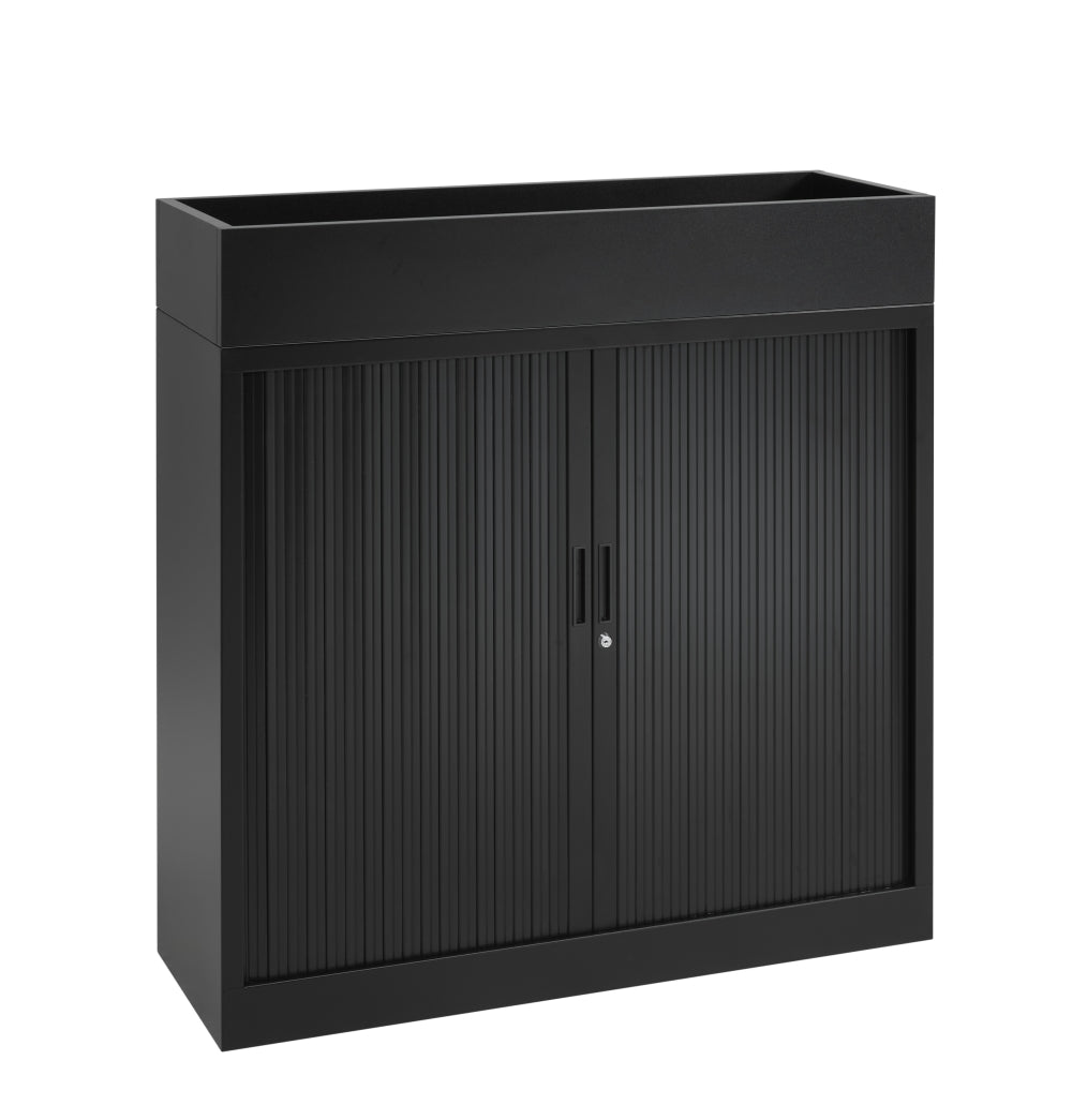 Tambour Door Cabinet with Planter Box 118 x 120 x 43 cm with 2 Shelves