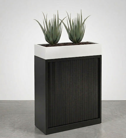 Tambour Door Cabinet with Planter Box 118 x 120 x 43 cm with 2 Shelves